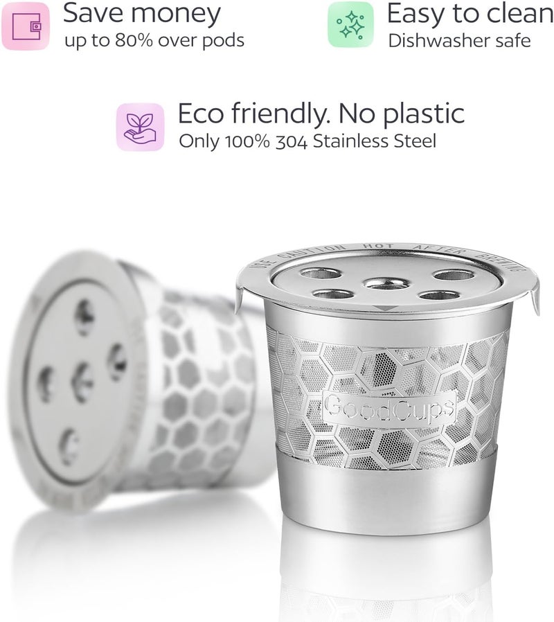 GoodCups 2 Stainless Steel Reusable K Cups for Keurig K Supreme, K Supreme Plus, K Slim, K-Brew Chill, K-Duo Hot & Iced with MultiStream Technology - 2 Refillable Kcups Coffee Filters for Keurig Coffee Makers - Image 5